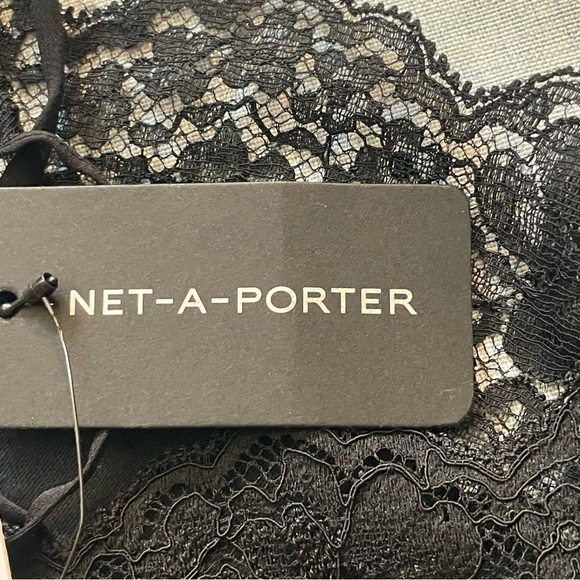 Conner Ives Lace trimmed black printed cotton jersey mini dress size medium - Picture 7 of 12